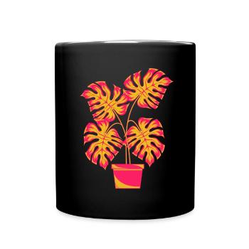 Topfpflanze Tropische Monstera Deliciosa Monstera - Tasse einfarbig - Schwarz - Vorne