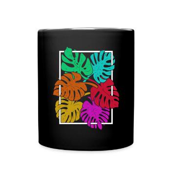 Monstera Deliciosa coloré Feuilles Plante Monstera - Mug uni - noir - Devant