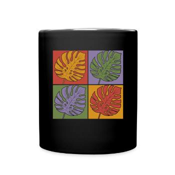 Pop Art Feuilles tropicales Monstera Deliciosa - Mug uni - noir - Devant