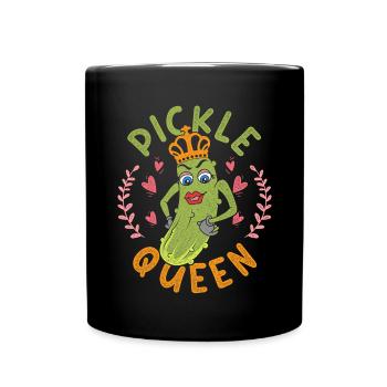 Königin Lustiges Geschenk Gemüse Vegetarier Gurke - Tasse einfarbig - Schwarz - Vorne