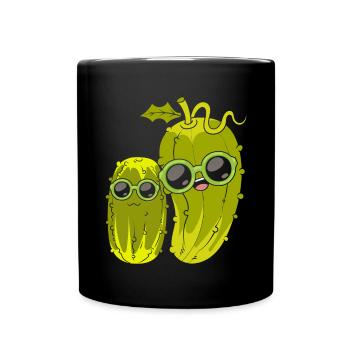 Lustige Gurken Sonnenbrille Gemüse Geschenk Gurke - Tasse einfarbig - Schwarz - Vorne