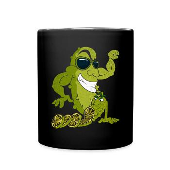 Lustiges Gemüse Geschenk Gürkchen Gurke - Tasse einfarbig - Schwarz - Vorne