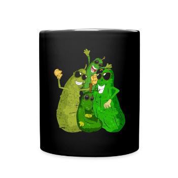 Cooles Gemüse Lustiges Geschenk Sonnenbrille Gurke - Tasse einfarbig - Schwarz - Vorne