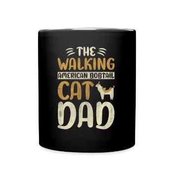 The Walking American Bobtail Cat Dad Cat Walking - Tasse einfarbig - Schwarz - Vorne
