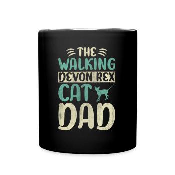 The Walking Devon Rex Cat Dad Kitty Cat Walking - Tasse einfarbig - Schwarz - Vorne