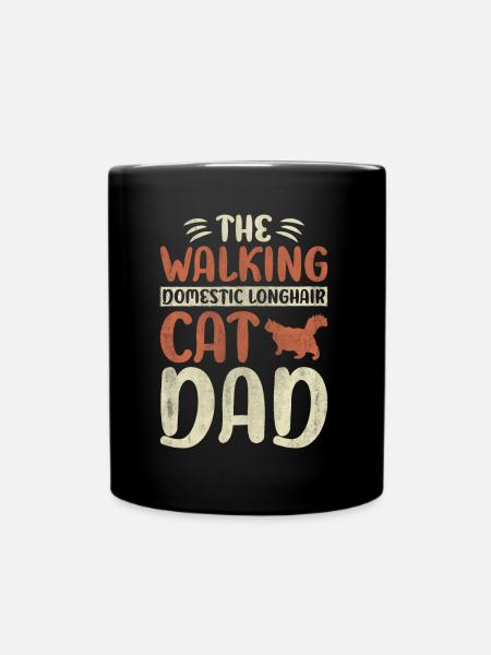The Walking Domestic Longhair Cat Dad Cat Walking - Tasse einfarbig - Schwarz