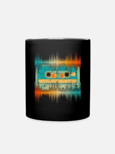 Retro Cassette Music Gift Musician Soundwave - Full Colour Mug - black