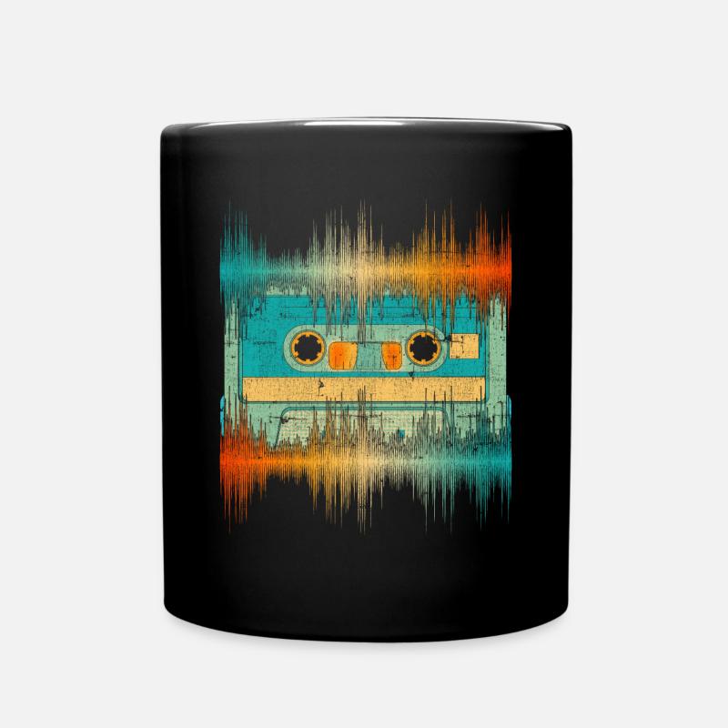 Retro Cassette Music Gift Musician Soundwave - Full Colour Mug - black