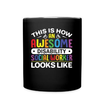 Awesome Disability Social Worker - Full Colour Mug - black - Front
