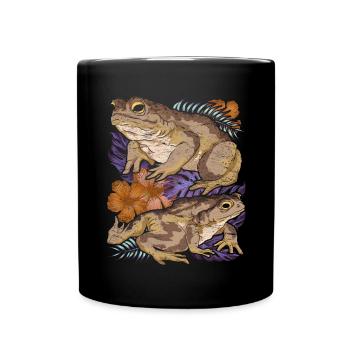 Amphibiens Animal Motif Cadeau Vintage Fleurs Crapaud - Mug uni - noir - Devant