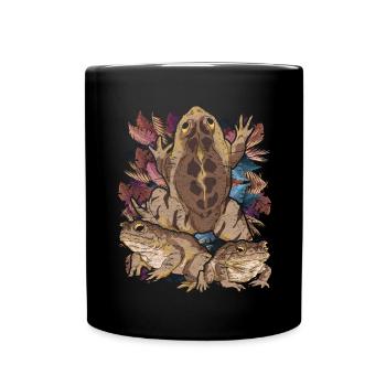 Amphibien Tiermotiv Geschenk Frosch Vintage Kröte - Tasse einfarbig - Schwarz - Vorne