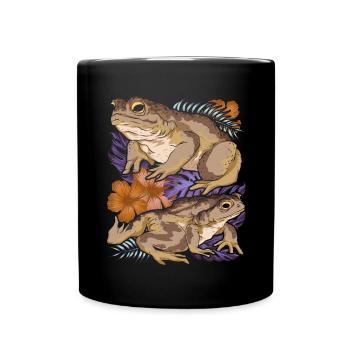 Vintage Blumen Natur Amphibien Frosch Kröte - Tasse einfarbig - Schwarz - Vorne