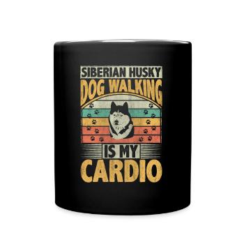 Siberian Husky Dog Walking Is My Cardio Dog Lover - Tasse einfarbig - Schwarz - Vorne