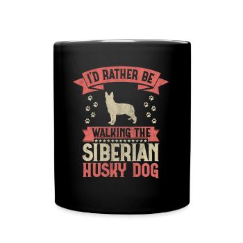 Je préfère marcher l’amoureux des chiens husky sibériens - Mug uni - noir - Devant