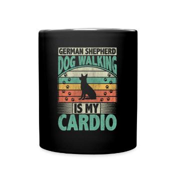 German Shepherd Dog Walking Is My Cardio Dog Lover - Tasse einfarbig - Schwarz - Vorne