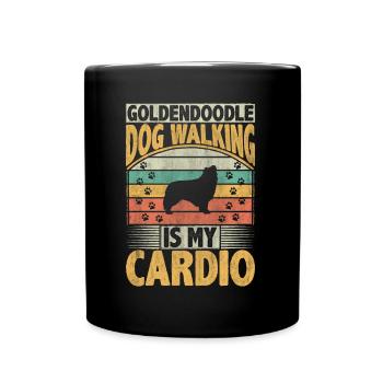 Goldendoodle Dog Walking Is My Cardio Dog Lover - Tasse einfarbig - Schwarz - Vorne