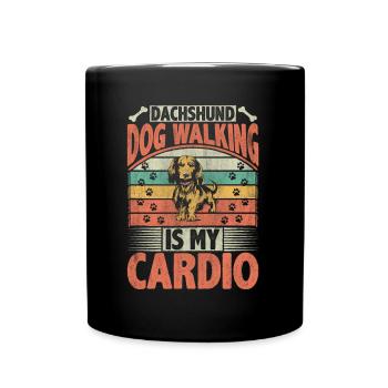 Dachshund Dog Walking Is My Cardio Dog Lover Puppy - Full Colour Mug - black - Front