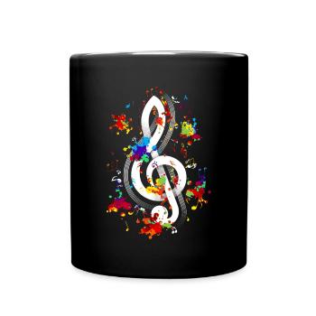 Violinschlüssel Musik Geschenk Notenschlüssel - Tasse einfarbig - Schwarz - Vorne