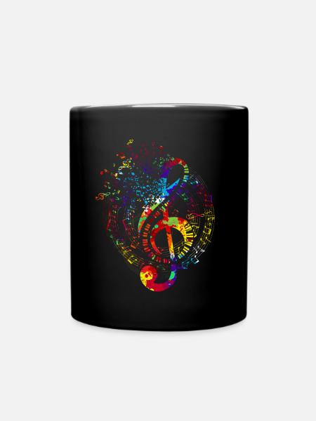 Notes de musique Cadeau de musique Clé colorée - Mug uni - noir