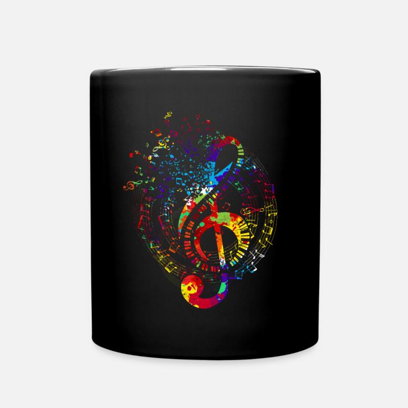 Notes de musique Cadeau de musique Clé colorée - Mug uni - noir