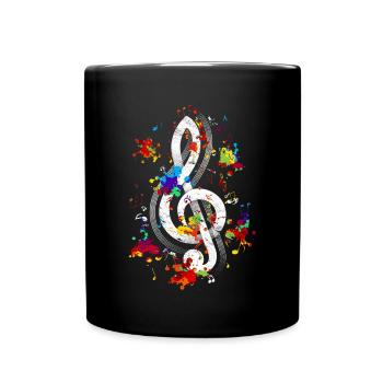 Bunter Violinschlüssel Musik Notenschlüssel - Tasse einfarbig - Schwarz - Vorne