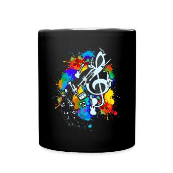 Musik Geschenkidee Violinschlüssel Notenschlüssel - Tasse einfarbig - Schwarz - Vorne