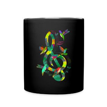 Kolibri Violinschlüssel Musik Notenschlüssel - Tasse einfarbig - Schwarz - Vorne