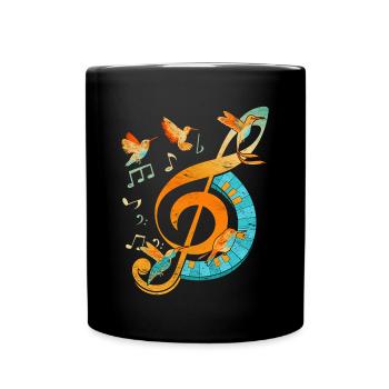Vögel Violinschlüssel Musik Notenschlüssel - Tasse einfarbig - Schwarz - Vorne
