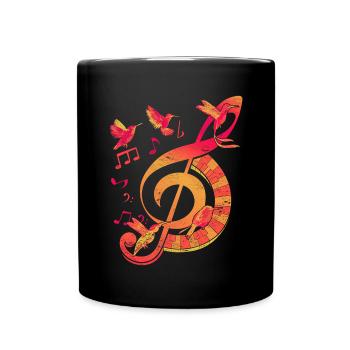 Violinschlüssel Musik Geschenkidee Notenschlüssel - Tasse einfarbig - Schwarz - Vorne