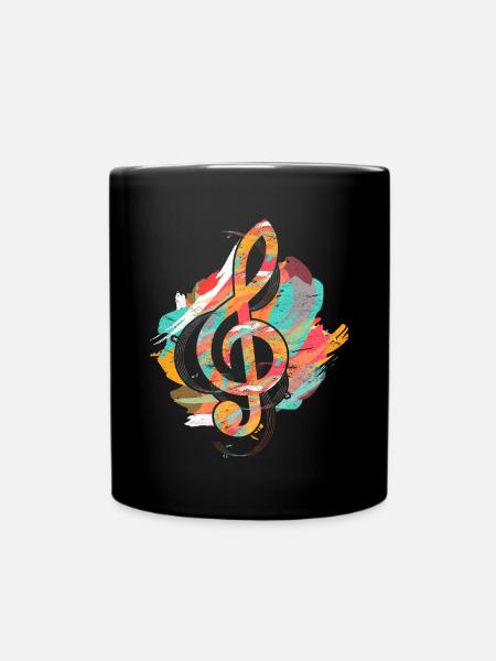 Notenschlüssel - Tasse einfarbig - Schwarz