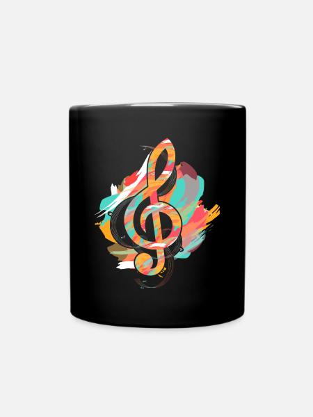 Bunter Violinschlüssel Musik Notenschlüssel - Tasse einfarbig - Schwarz