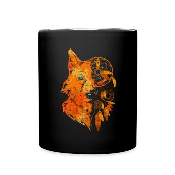 Predator Animal Motif Indien Attrape-rêves Loup - Mug uni - noir - Devant