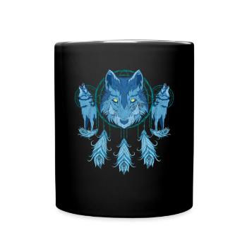 Predator Dream Catcher Animal Motif Gift Wolf - Full Colour Mug - black - Front