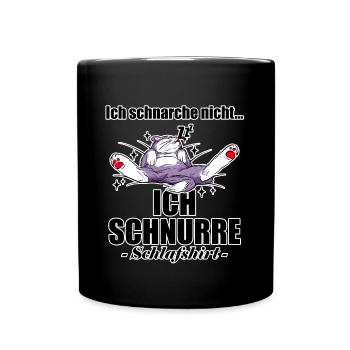 Ich Schnarche nicht Ich Schnurre Schlafen Katze - Tasse einfarbig - Schwarz - Vorne