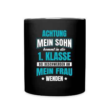 Schulanfang Einschulung 1 Klasse Grundschule - Tasse einfarbig - Schwarz - Vorne