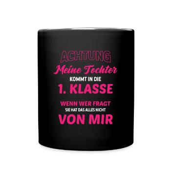 Schulanfang Einschulung 1 Klasse Grundschule - Tasse einfarbig - Schwarz - Vorne