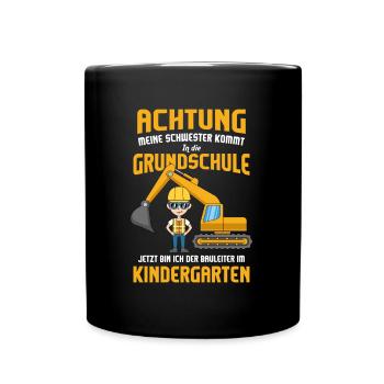 Schulanfang Einschulung 1 Klasse Grundschule - Tasse einfarbig - Schwarz - Vorne