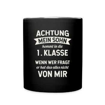 Schulanfang Einschulung 1 Klasse Grundschule - Tasse einfarbig - Schwarz - Vorne