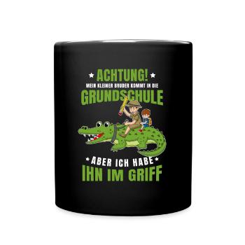Schulanfang Einschulung 1 Klasse Grundschule - Tasse einfarbig - Schwarz - Vorne