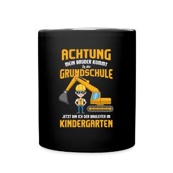 Schulanfang Einschulung 1 Klasse Grundschule - Tasse einfarbig - Schwarz - Vorne