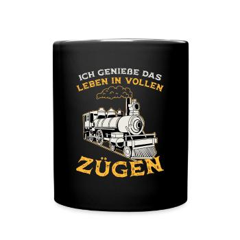 Zugticket Bahnfahren Lockführer Zug Schaffner - Tasse einfarbig - Schwarz - Vorne