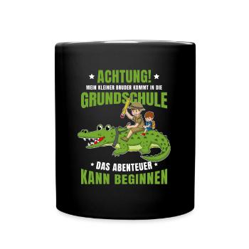 Schulanfang Einschulung 1 Klasse Grundschule - Tasse einfarbig - Schwarz - Vorne