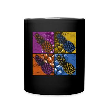 Sommer Frucht Tropisches Obst Ananas - Tasse einfarbig - Schwarz - Vorne