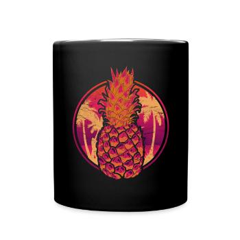 Sommer Frucht Tropisches Obst Ananas - Tasse einfarbig - Schwarz - Vorne