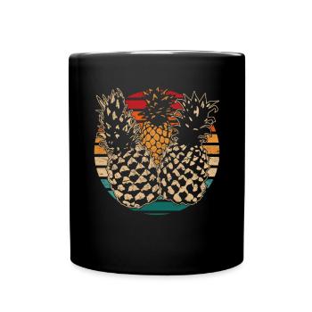 Sommer Frucht Tropisches Obst Ananas - Tasse einfarbig - Schwarz - Vorne