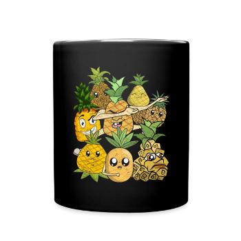 Sommer Frucht Tropisches Obst Ananas - Tasse einfarbig - Schwarz - Vorne
