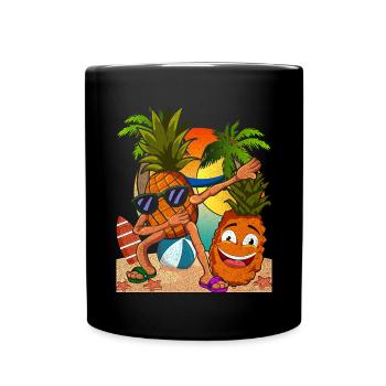 Sommer Frucht Tropisches Obst Ananas - Tasse einfarbig - Schwarz - Vorne