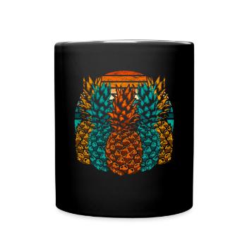 Sommer Frucht Tropisches Obst Ananas - Tasse einfarbig - Schwarz - Vorne