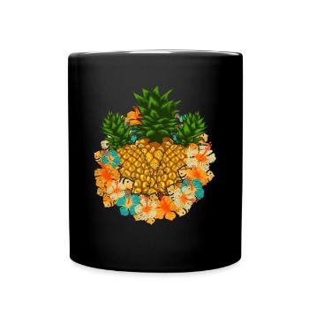 Sommer Frucht Tropisches Obst Ananas - Tasse einfarbig - Schwarz - Vorne