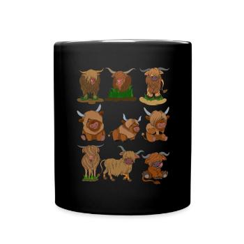 Schottisches Hochlandrind - Tasse einfarbig - Schwarz - Vorne